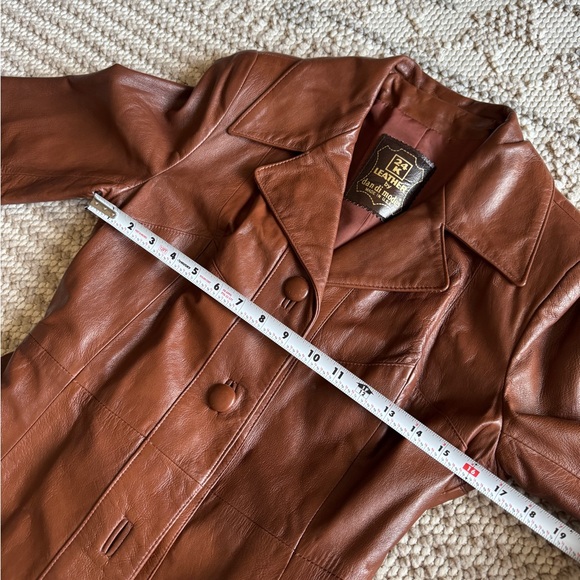 Vintage Rare 24K By Dan Di Modes Brown Leather Belted Trench Coat Fall - Picture 11 of 16